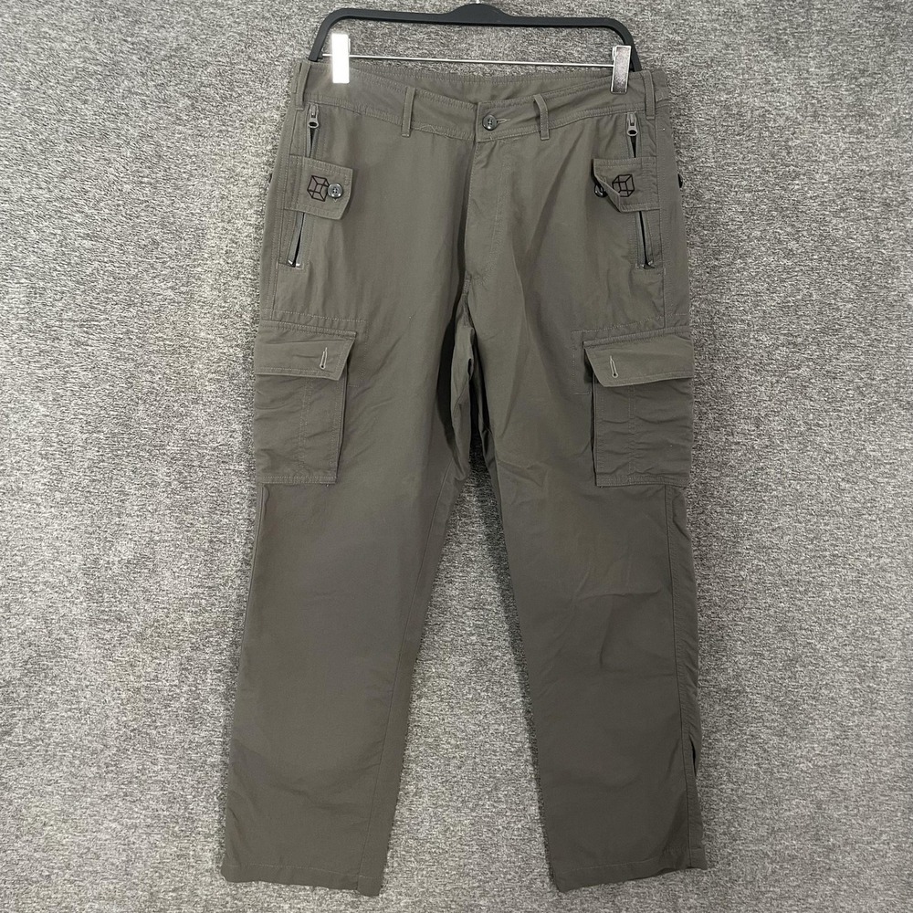 Clothing Arts P^cubed Pants Mens 32x30 Green Nylon Cargo Travel Pickpocket Proof